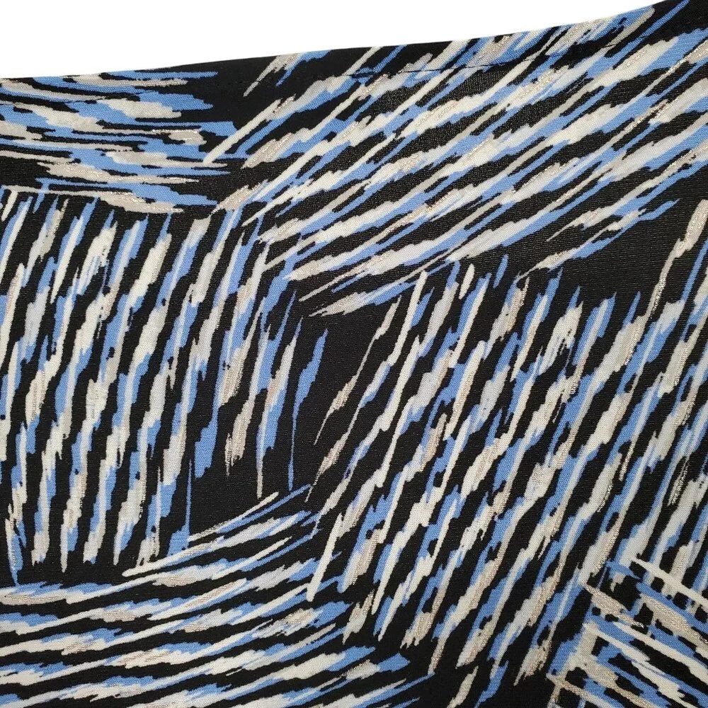 Kasper 3X Blouse Pullover Abstract Swirl Bell Sleeve Stretch Dressy Event Silver - Picture 13 of 13